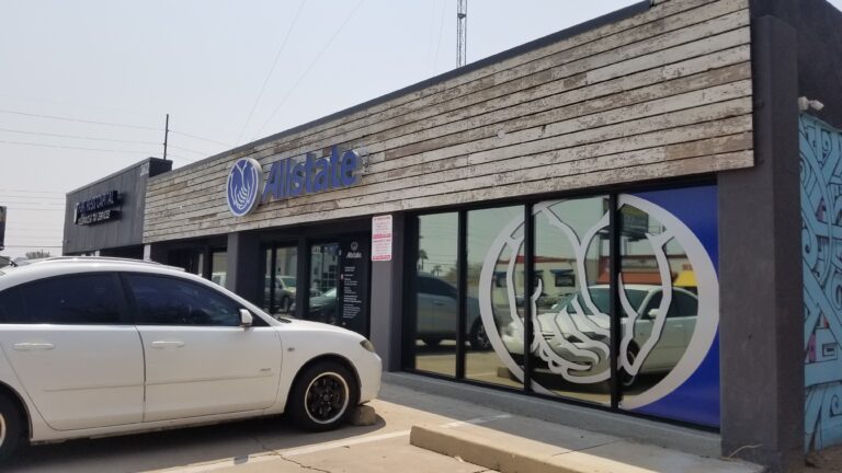 Storefront with window graphics