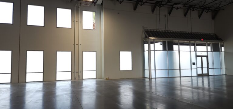 Frosted film partition in a lobby
