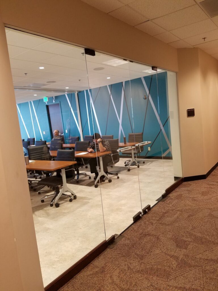 Conference room glass with decorative film